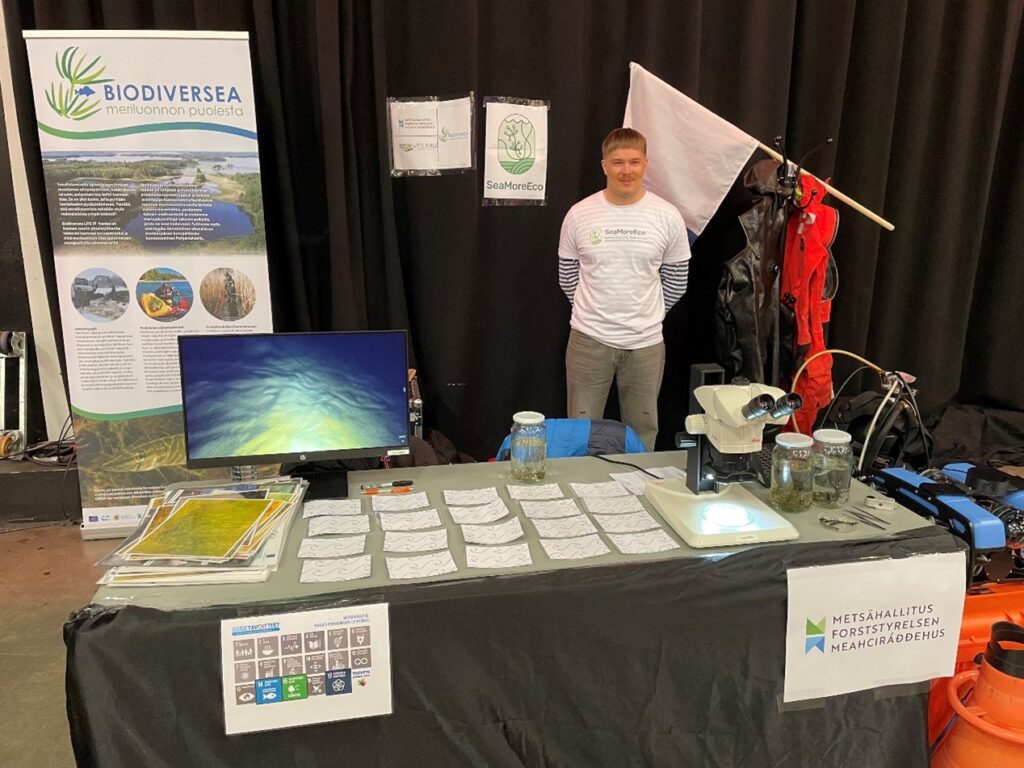 Table with marine display at a exhibition hall